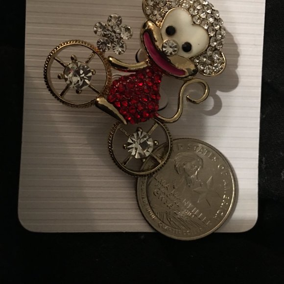 Monkey Riding A Bicycle Pin Brooch So Cute NEW Drawer 2 - Picture 8 of 8
